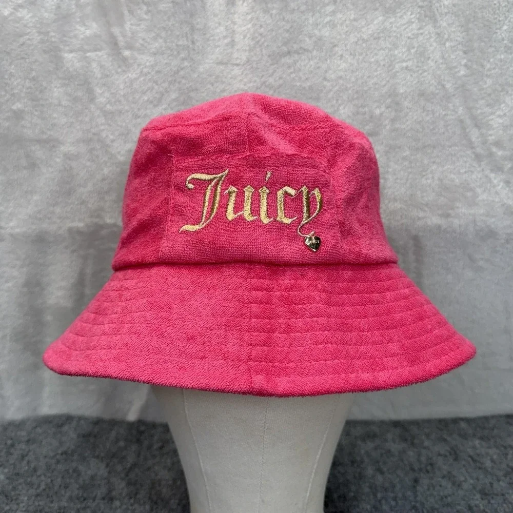 NWT‎ Juicy Couture Hat Bucket Womens Pink Terry Embroidered Logo Lined Beach Y2K